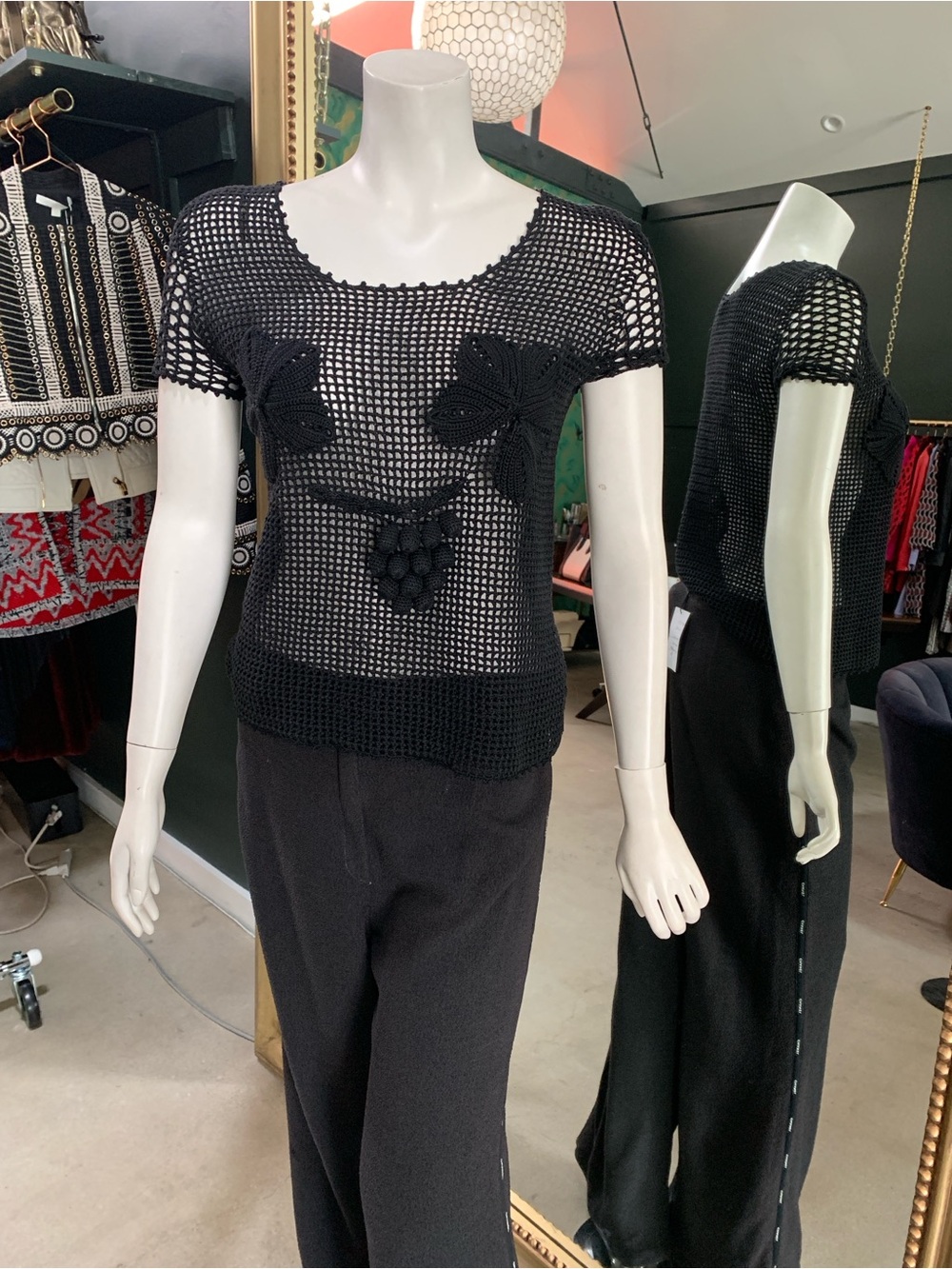 CHANEL vintage black crochet shirt
